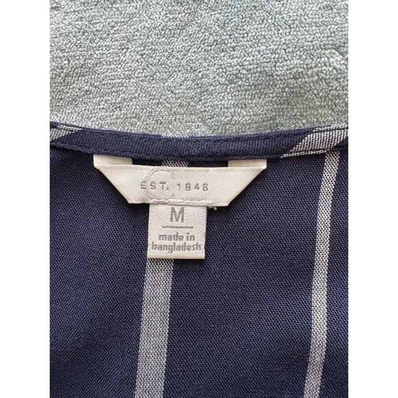 Womens Tunic M Black Gray Stripe 3/4 Bell Sleeves Lace insert V-neck C Est‎ 1946 - Picture 3 of 9